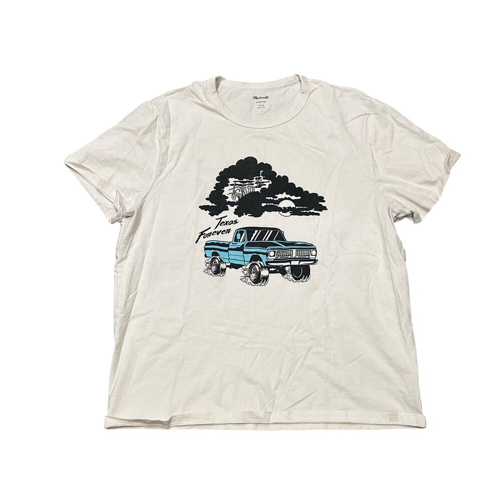 Madewell White Graphic Tee with Teal Truck